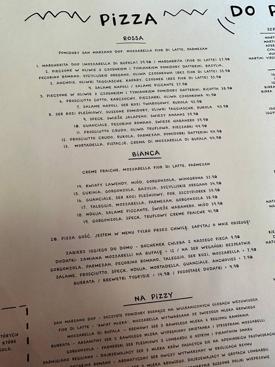 Iggy pizza menu Wrocław